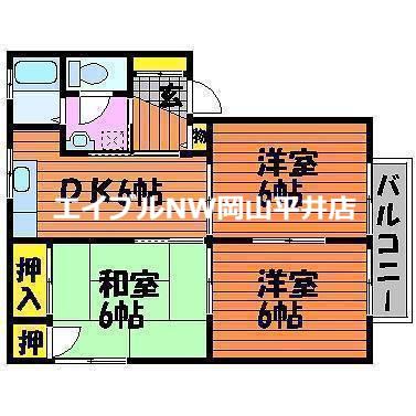 キャトルセゾンB(3DK/2階)の間取り写真