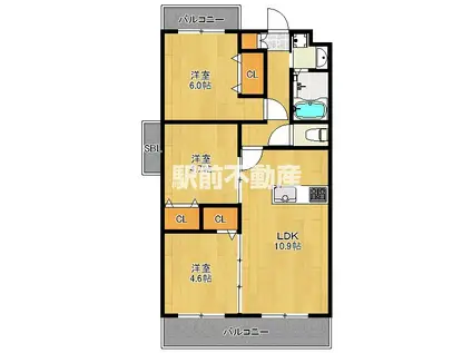 コンダクトレジデンスHANAMINOSA(3LDK/2階)の間取り写真