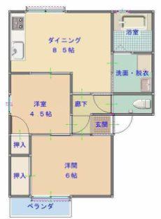 フォーメイト紺屋町(2DK/1階)の間取り写真