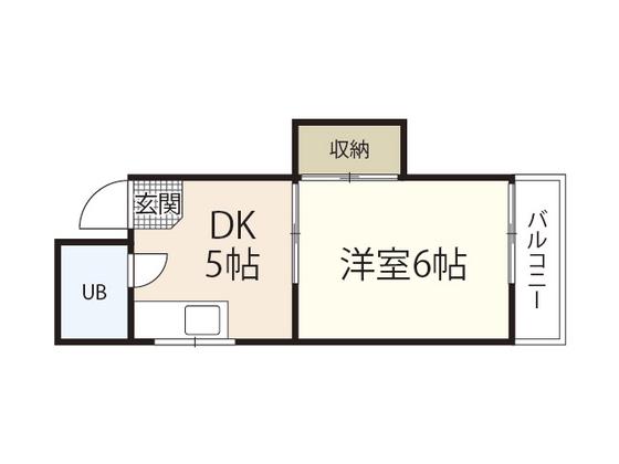 河原町ハイツ(1DK/5階)の間取り写真