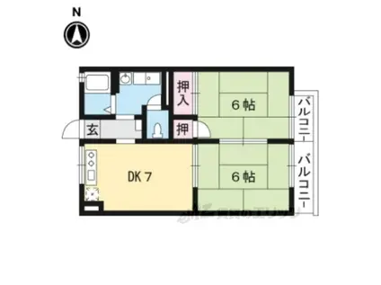 草川ハイツ3(2DK/2階)の間取り写真