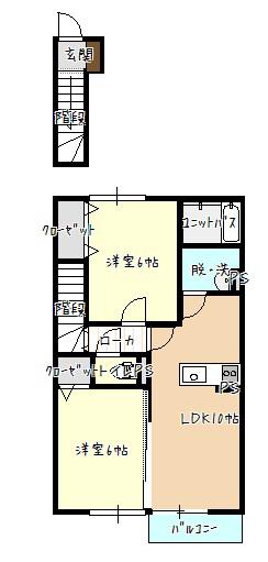 セジュール藤浪(2LDK/1階)の間取り写真