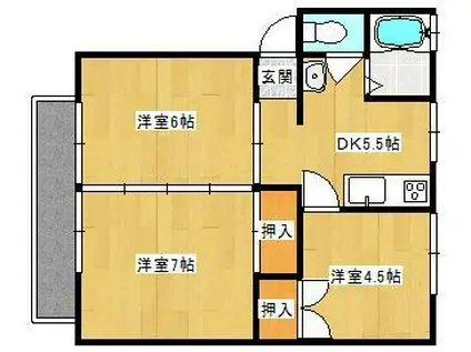 まるや荘(3DK/2階)の間取り写真