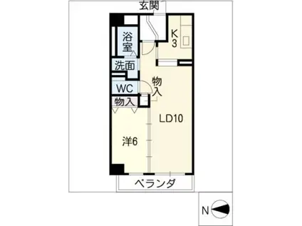 石川橋セブンリバーサイド棟(1LDK/1階)の間取り写真