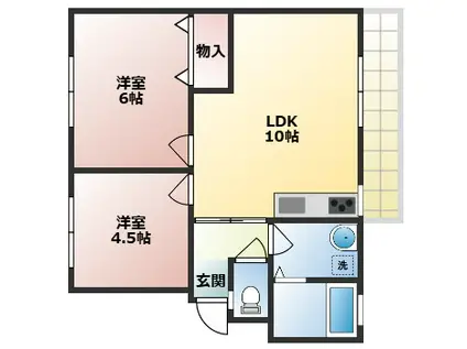 メゾンウエスギI(2LDK/2階)の間取り写真