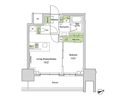 ザ・パークハビオ北千住(1LDK/13階)の間取り写真