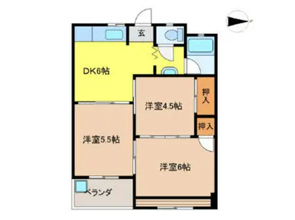 ハイツ松野(3DK/3階)の間取り写真