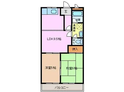 プラムコート(2LDK/3階)の間取り写真