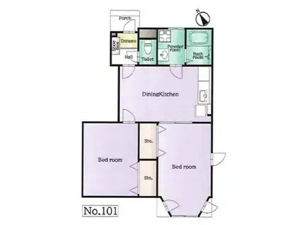 シャンテルIII(2DK/1階)の間取り写真