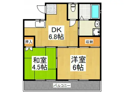 メゾンフルヤ1(2DK/2階)の間取り写真