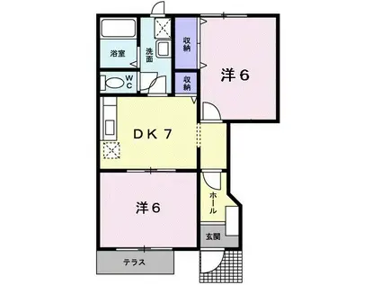 コーポラス朝来 A棟(2DK/1階)の間取り写真