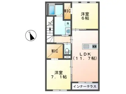 LA LUNA(2LDK/2階)の間取り写真