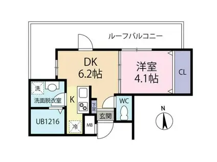 LIBERTY長町南(1DK/2階)の間取り写真
