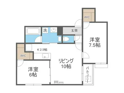 ヒルズ環状通東(2LDK/2階)の間取り写真