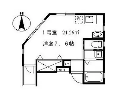 ルヴェドゥソレイユ(ワンルーム/2階)の間取り写真