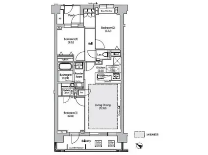 ソアラノーム荻窪天沼(3LDK/5階)の間取り写真