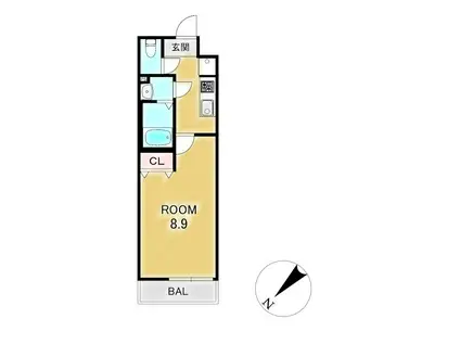 LINEAGE COURT野洲駅西(1K/2階)の間取り写真