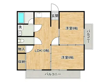 ベスト興産ビル(2LDK/9階)の間取り写真