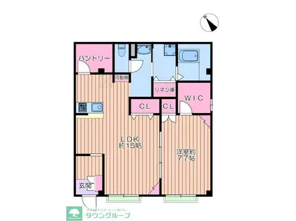 シュバーンII(1LDK/1階)の間取り写真