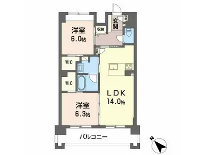 ROOTHILL 10(2LDK/9階)の間取り写真