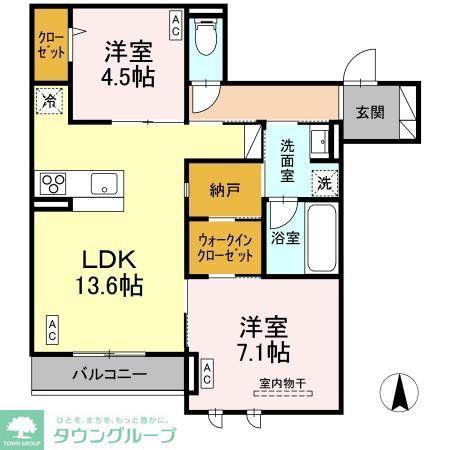 D-COMODO小金井貫井北町(2LDK/3階)の間取り写真