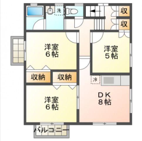 ストリームII(3DK/2階)の間取り写真