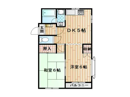 メゾン松原(2DK/1階)の間取り写真