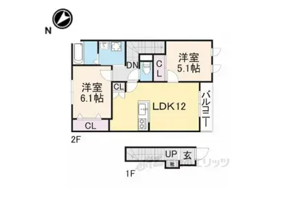 ゆめな都2番館(2LDK/2階)の間取り写真
