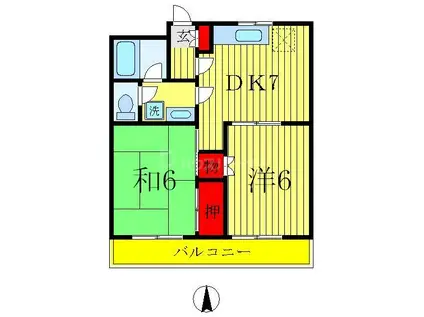 ゆうがおマンション(2DK/3階)の間取り写真