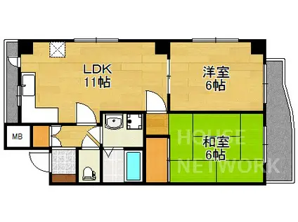 藤波ビル(2LDK/4階)の間取り写真