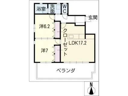 AERIE岳見(2LDK/3階)の間取り写真
