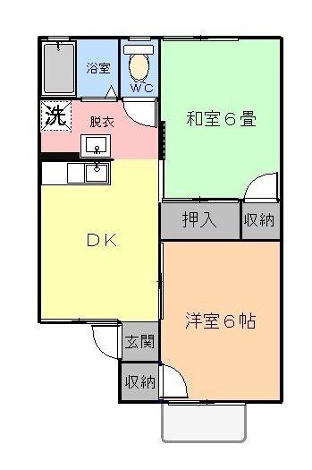 セジュールヴェルドミールA(2DK/2階)の間取り写真
