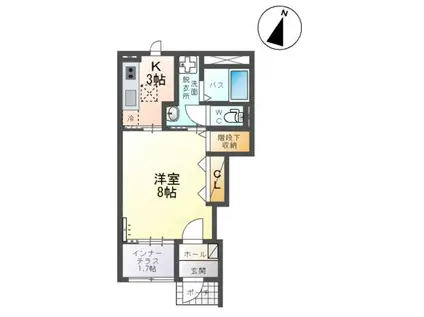 エスポア ドマーニ(1K/1階)の間取り写真