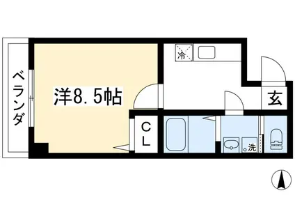 GRAND AXIA舟岡(1K/2階)の間取り写真