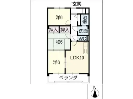 エクセル川本パートII(3LDK/6階)の間取り写真