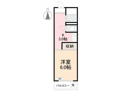 サンハイツ茜I(1K/2階)の間取り写真
