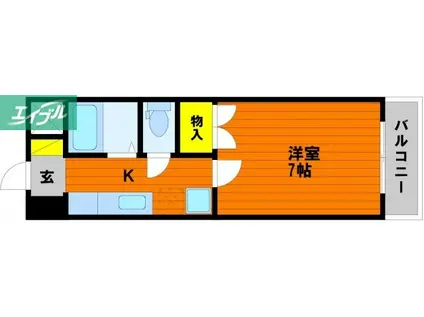 コスモクィーン矢坂I(1K/3階)の間取り写真