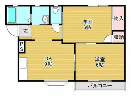 ジョイフル21(2DK/1階)の間取り写真