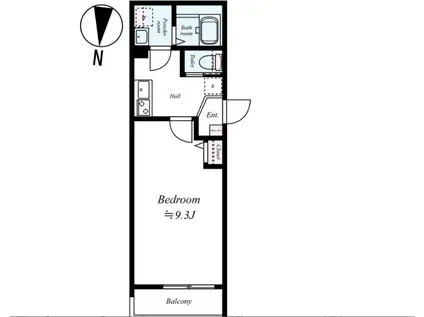 GRADUS坂戸III B(1K/2階)の間取り写真