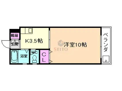 コーポラスウカワ(1K/3階)の間取り写真