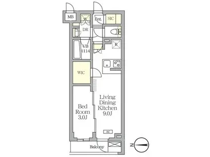 アジールコートTORITUDAIGAKU(1LDK/2階)の間取り写真