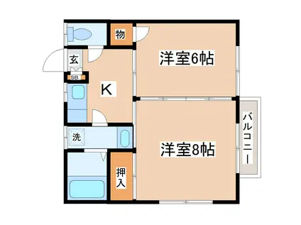 ペレオ大和町(2K/2階)の間取り写真