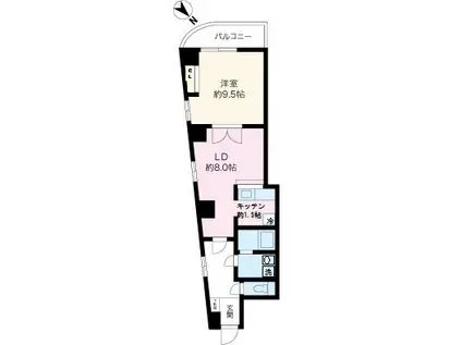 サンタムール白山(1LDK/8階)の間取り写真