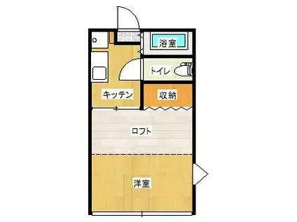 プリンスコート西多賀II(1K/1階)の間取り写真