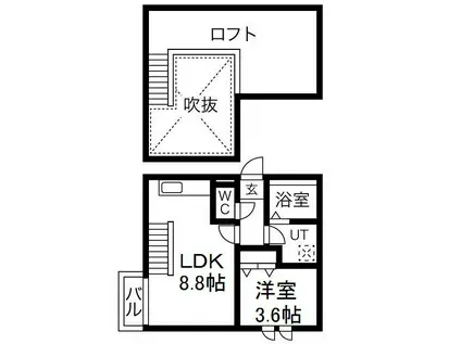 AMPIO日比野(1LDK/2階)の間取り写真