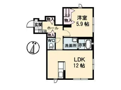 マグノリア B棟(1LDK/1階)の間取り写真
