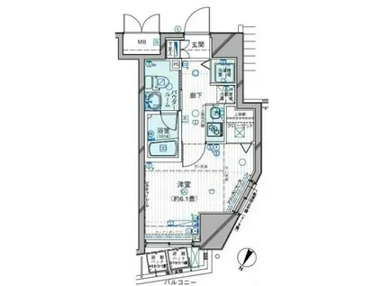 メインステージ目黒II(1K/8階)の間取り写真