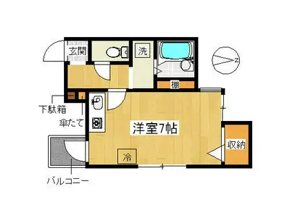 ケーワンヒルズ(ワンルーム/2階)の間取り写真