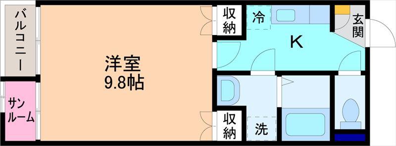 DOWELL天正寺(1K/2階)の間取り写真