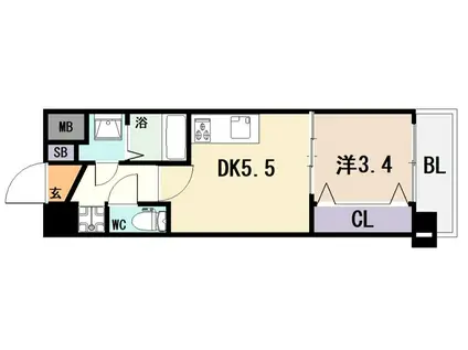 GRAND LUCE(1DK/3階)の間取り写真